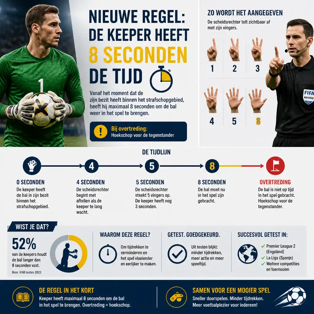 wat de 8-seconden regel betekent voor voetbalkeepers