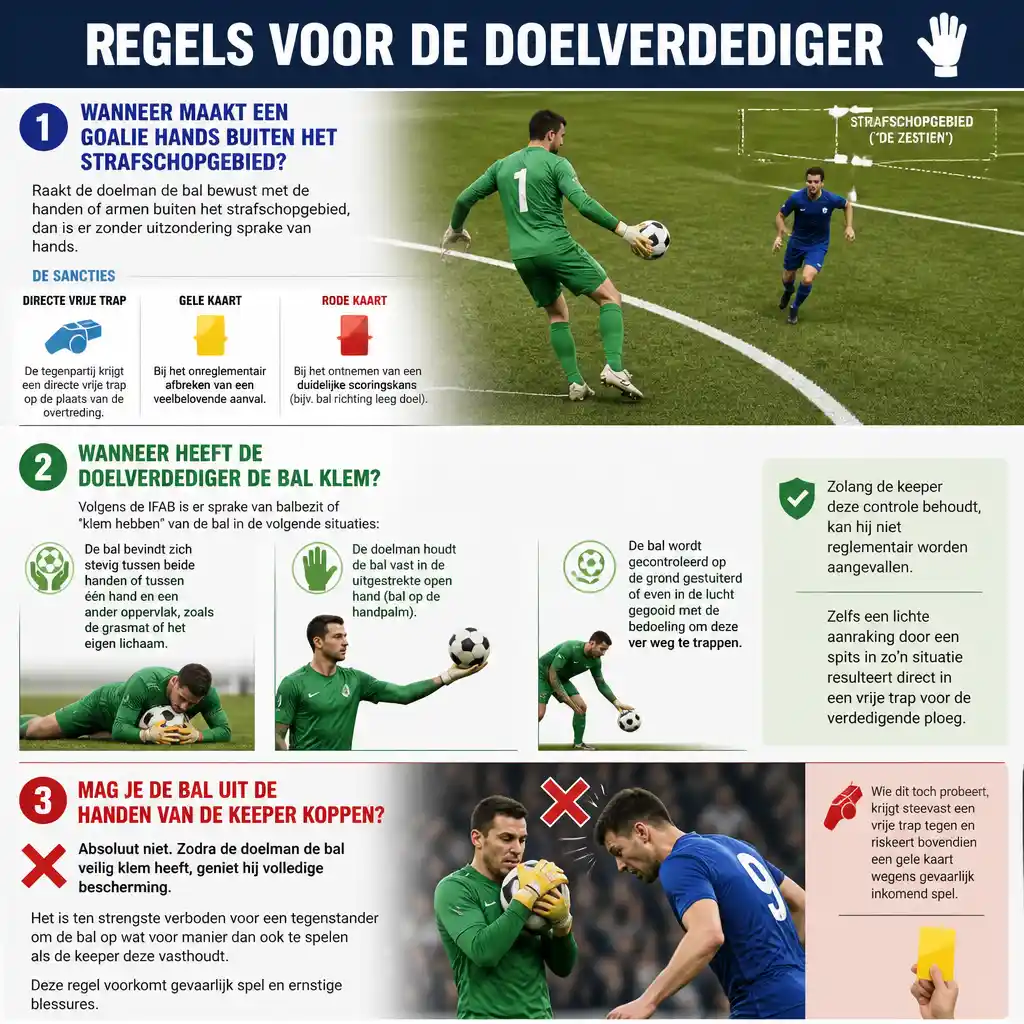 Wanneer maakt een goalie hands buiten het strafschopgebied?