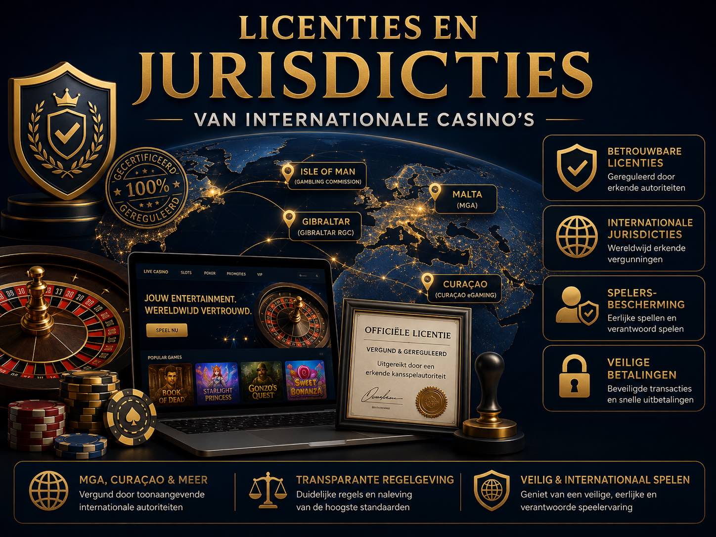 Licenties en jurisdicties van internationale casino's