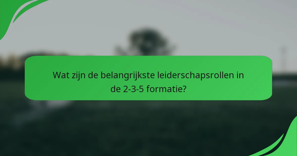 Wat zijn de belangrijkste leiderschapsrollen in de 2-3-5 formatie?