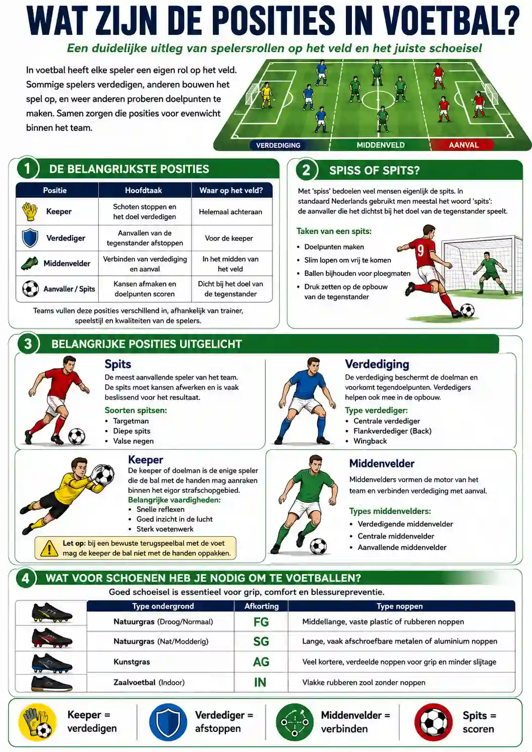 Wat zijn de posities in voetbal